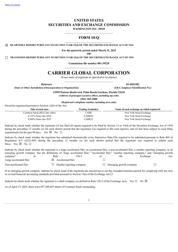 Thumbnail Carrier Global Quarterly Report 2025-q1