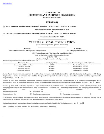 Thumbnail Carrier Global Quarterly Report 2025-q3