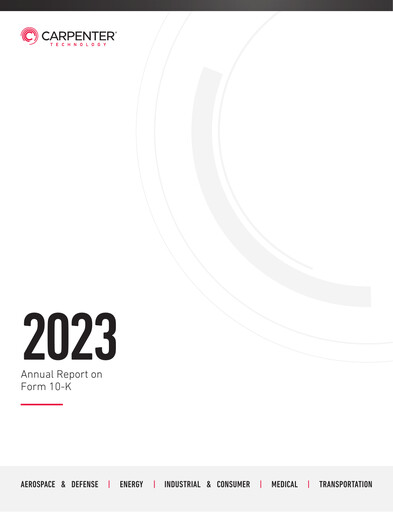 Thumbnail Carpenter Technology Annual Report 2023