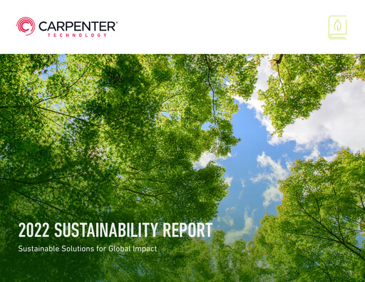 Thumbnail Carpenter Technology Sustainability Report 2022