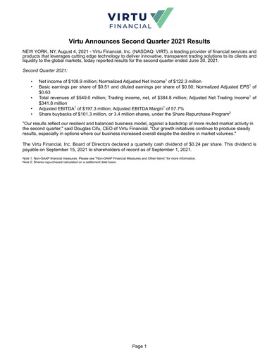 Thumbnail Virtu Financial
 Quarterly Report 2021-q2