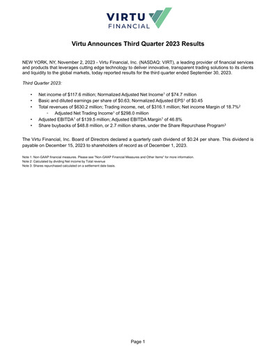 Thumbnail Virtu Financial
 Quarterly Report 2023-q3