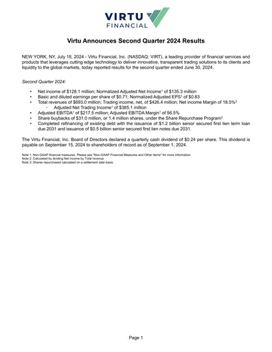 Thumbnail Virtu Financial
 Quarterly Report 2024-q2