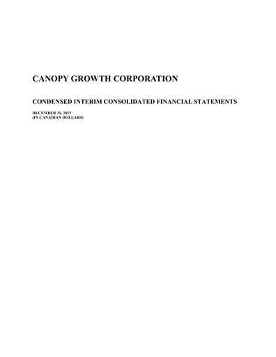 Vorschaubild Canopy Growth Finanzmitteilung 2026-q3