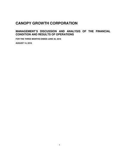 Vorschaubild Canopy Growth Quartalsbericht 2019-q1