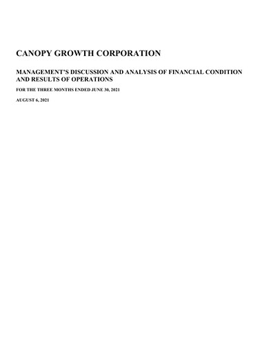 Vorschaubild Canopy Growth Quartalsbericht 2022-q1
