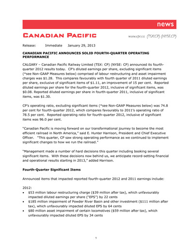 Thumbnail CPKC (Canadian Pacific Kansas City) Financial Statement 2012