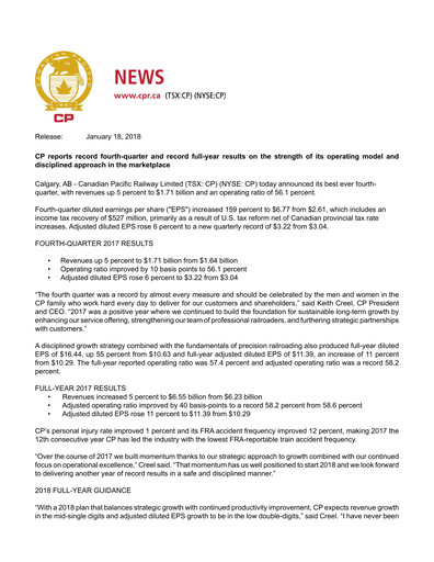 Thumbnail CPKC (Canadian Pacific Kansas City) Financial Statement 2017