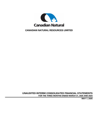 Thumbnail Canadian Natural Resources Financial Statement 2025-q1