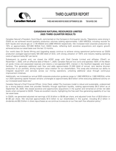 Thumbnail Canadian Natural Resources Quarterly Report 2025-q3