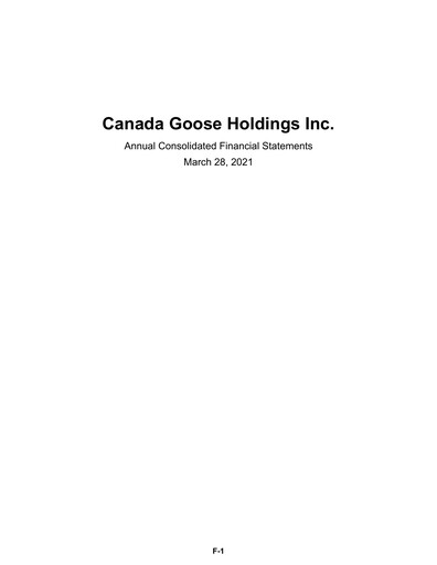 Thumbnail Canada Goose
 Financial Statement fy2021