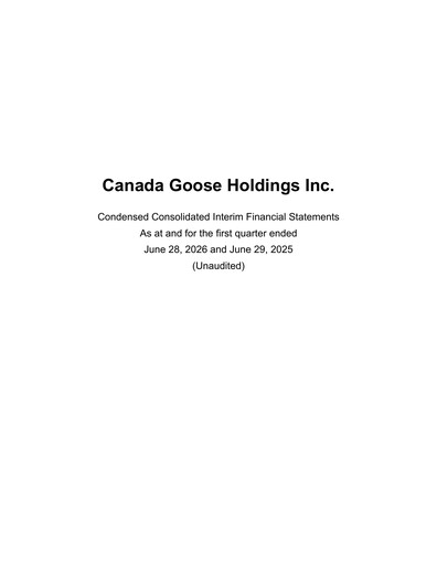 Thumbnail Canada Goose
 Quarterly Report fy2027-q1