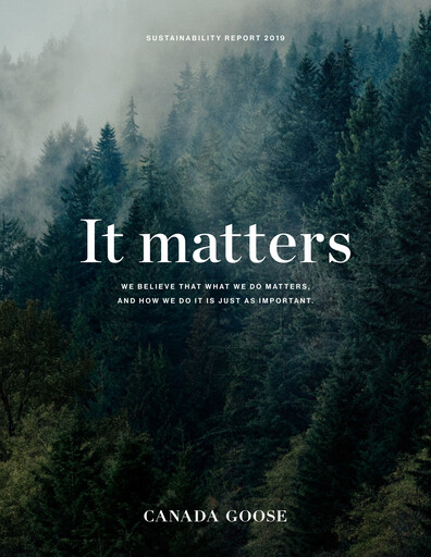 Thumbnail Canada Goose
 Sustainability Report 2019