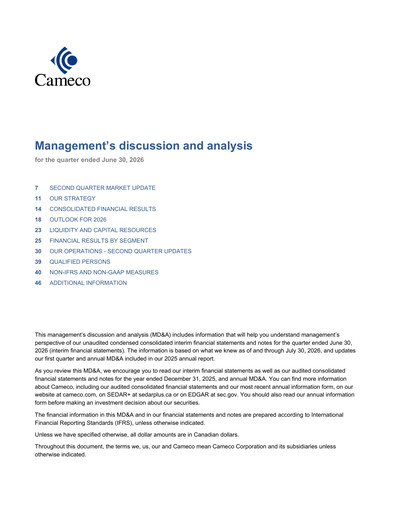 Thumbnail Cameco
 Quarterly Report 2026-q2