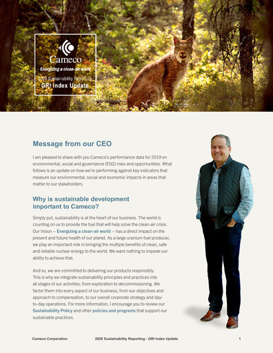 Thumbnail Cameco
 Sustainability Report 2020