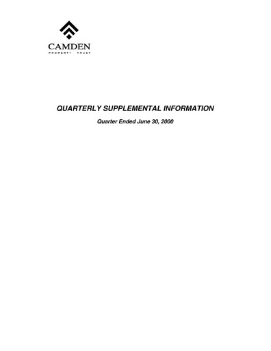 Thumbnail Camden Property Trust
 Quarterly Report 2000-q2