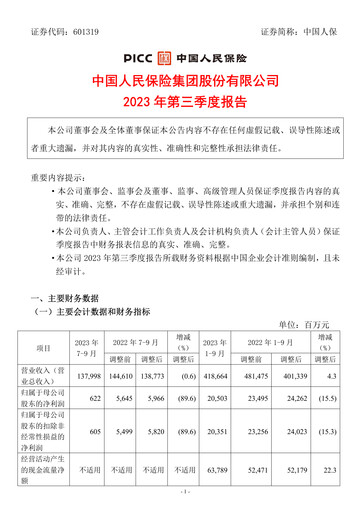 Thumbnail The People's Insurance Company (PICC) Quarterly Report 2023-q3