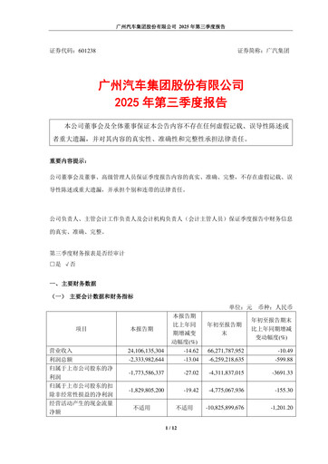 Thumbnail GAC (Guangzhou Automobile Group) Quarterly Report 2025-q3
