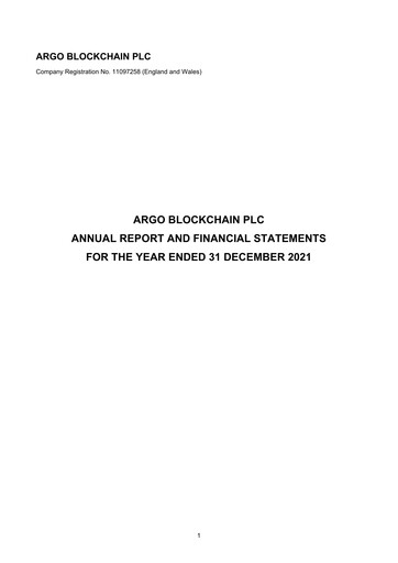 Thumbnail Argo Blockchain Annual Report 2021