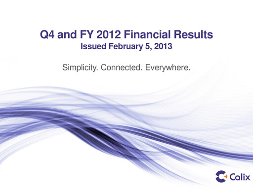 Thumbnail Calix Quarterly Report 2012-q4