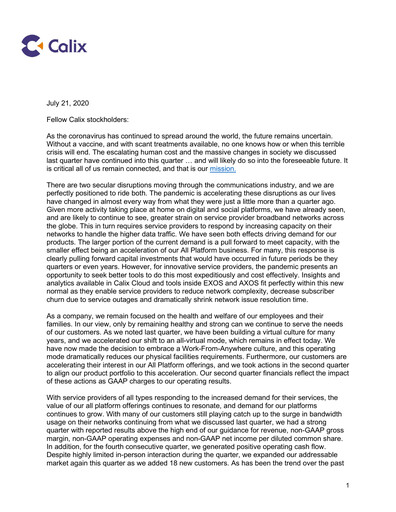 Thumbnail Calix Quarterly Report 2020-q2