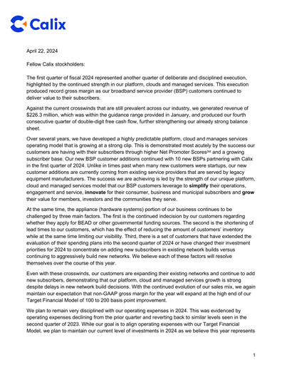 Thumbnail Calix Quarterly Report 2024-q1