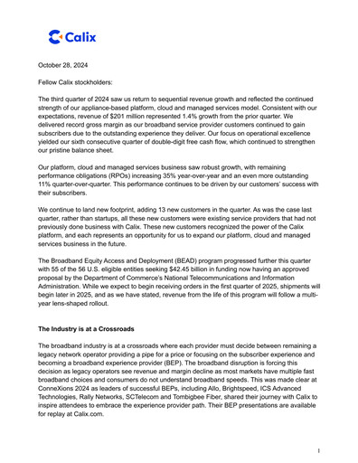 Thumbnail Calix Quarterly Report 2024-q3