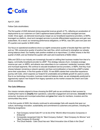 Thumbnail Calix Quarterly Report 2025-q1