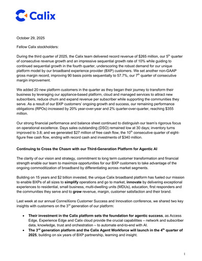 Thumbnail Calix Quarterly Report 2025-q3