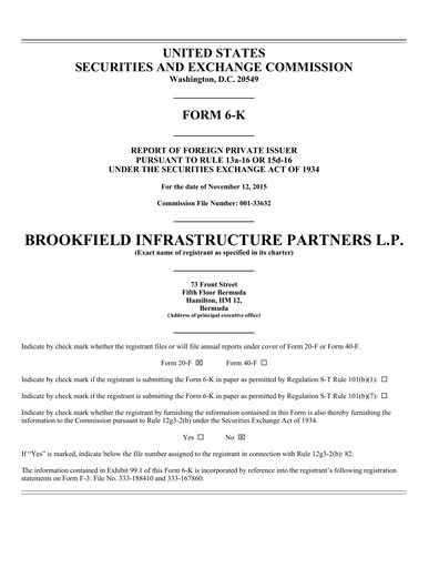 Vorschaubild Brookfield Infrastructure Partners
 Quartalsbericht 2015-q3