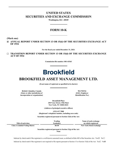 Thumbnail Brookfield Asset Management Annual Report 2024
