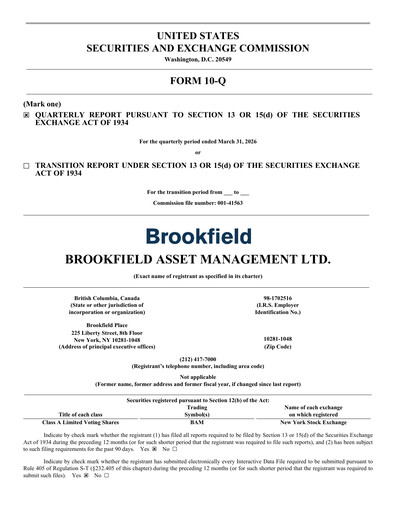 Thumbnail Brookfield Asset Management Quarterly Report 2026-q1