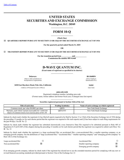 Thumbnail D-Wave Quantum Quarterly Report 2025-q1