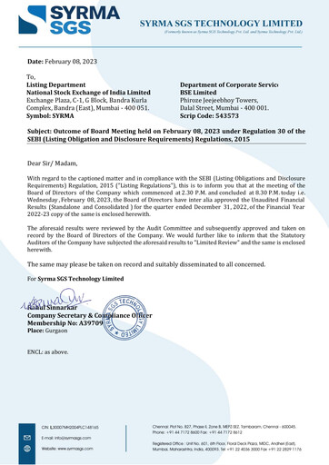 Thumbnail Syrma SGS Technology Quarterly Report 2022-q3