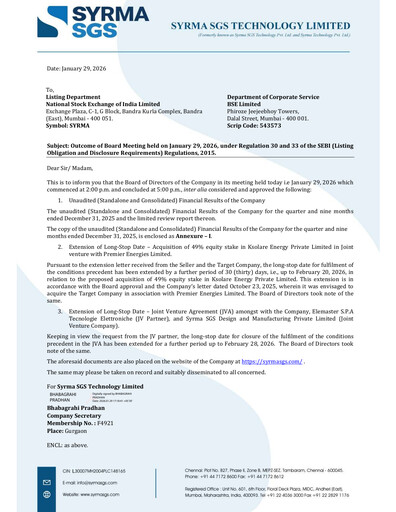 Thumbnail Syrma SGS Technology Quarterly Report 2025-q3