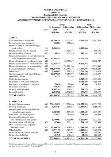 Thumbnail PBBank (Public Bank Bhd) Financial Report 2018