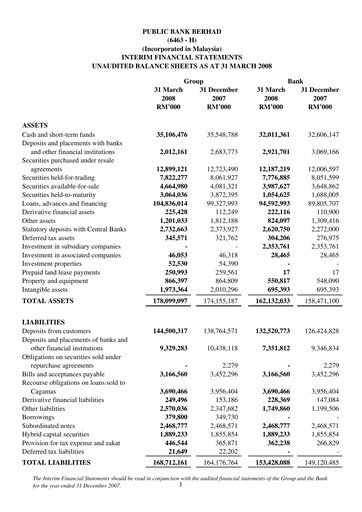 Thumbnail PBBank (Public Bank Bhd) Quarterly Report 2008-q1