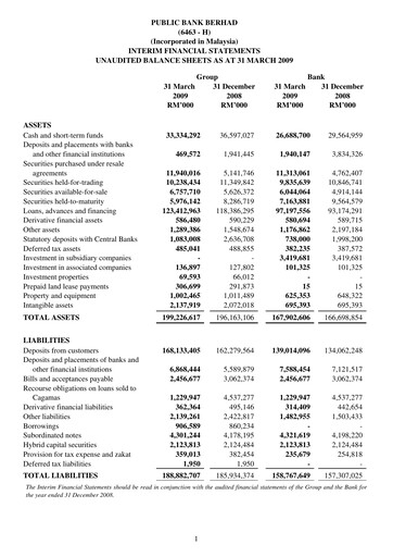 Thumbnail PBBank (Public Bank Bhd) Quarterly Report 2009-q1