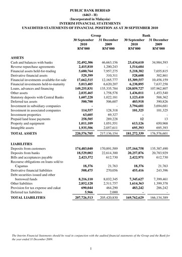 Thumbnail PBBank (Public Bank Bhd) Quarterly Report 2010-q3