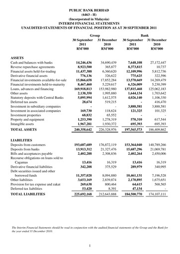 Thumbnail PBBank (Public Bank Bhd) Quarterly Report 2011-q3