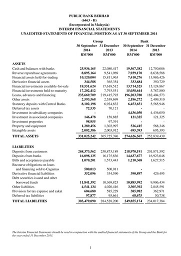 Thumbnail PBBank (Public Bank Bhd) Quarterly Report 2014-q3