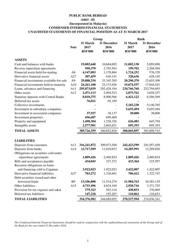 Thumbnail PBBank (Public Bank Bhd) Quarterly Report 2017-q1