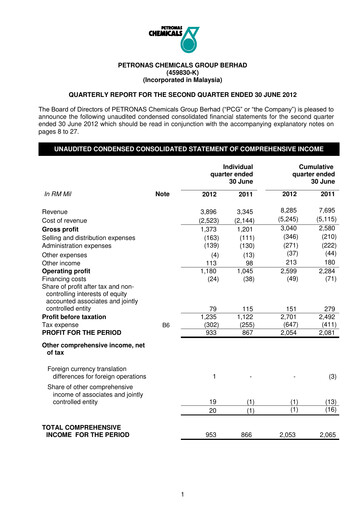 Thumbnail PChem (Petronas Chemicals Group) Quarterly Report 2012-q2
