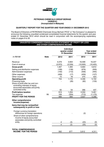 Thumbnail PChem (Petronas Chemicals Group) Quarterly Report 2012-q4