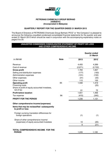 Thumbnail PChem (Petronas Chemicals Group) Quarterly Report 2013-q1