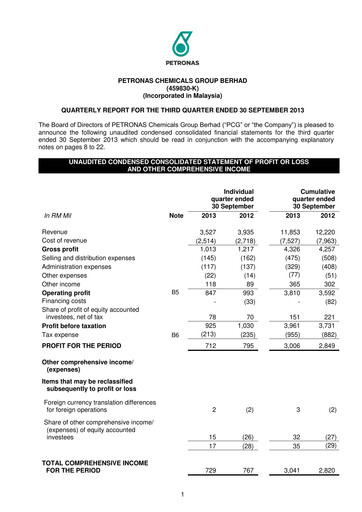 Thumbnail PChem (Petronas Chemicals Group) Quarterly Report 2013-q3