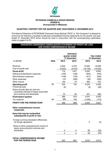 Thumbnail PChem (Petronas Chemicals Group) Quarterly Report 2013-q4