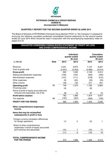 Thumbnail PChem (Petronas Chemicals Group) Quarterly Report 2014-q2