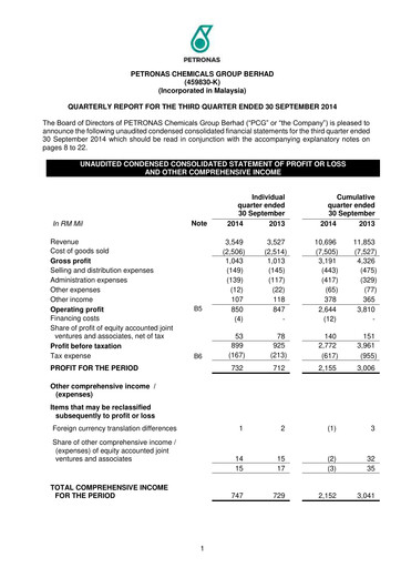 Thumbnail PChem (Petronas Chemicals Group) Quarterly Report 2014-q3