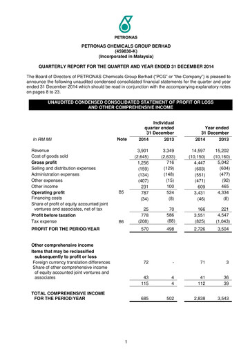 Thumbnail PChem (Petronas Chemicals Group) Quarterly Report 2014-q4